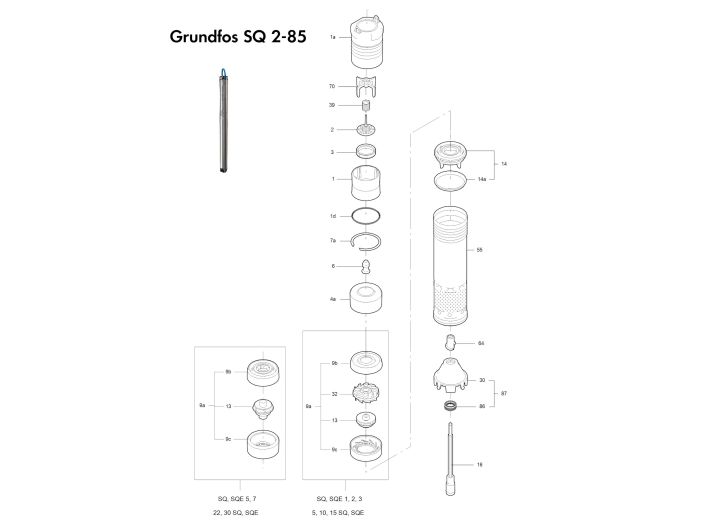 Гидравлическая часть Grundfos SQ(E) 2-85 96479868 купить в интернет-магазине «НасосВДом» Киев Украина
