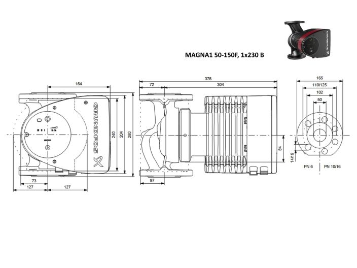 Регульований циркуляційний насос GRUNDFOS MAGNA1 50-150 F 99221337 купити в інтернет-магазині «НасосВДом» Київ Україна
