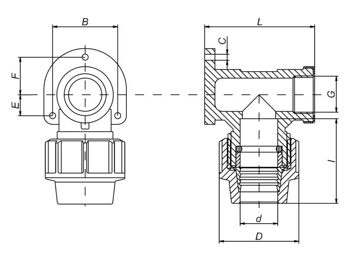 Коліно настінне ВР (1034) d20х1/2 купити в інтернет-магазині «НасосВДом» Київ Україна