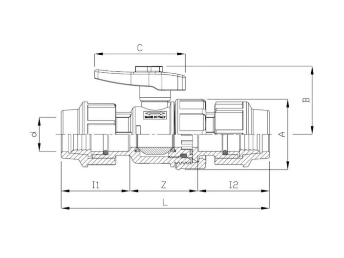 Кран кульовий для ПЕ труб d 40 мм (1070) купити в інтернет-магазині «НасосВДом» Київ Україна