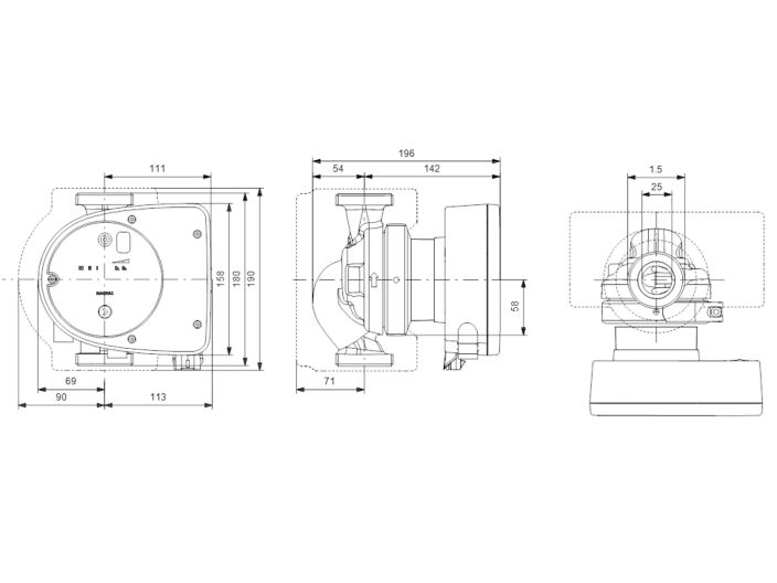 Регулируемый циркуляционный насос GRUNDFOS MAGNA1 25-80 N 180 99221225 купить в интернет-магазине «НасосВДом» Киев Украина