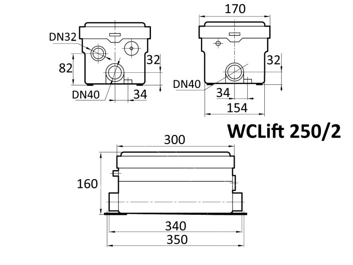 Каналізаційна установка WCLift 250/2 NPO купити в інтернет-магазині «НасосВДом» Київ Україна