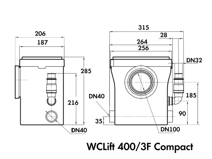 Канализационная установка WCLift 400/3F Compact NPO купить в интернет-магазине «НасосВДом» Киев Украина