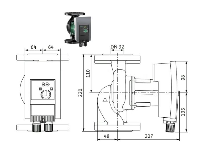 Насос циркуляционный Wilo Yonos MAXO 32/0,5-11 2210114 купить в интернет-магазине «НасосВДом» Киев Украина