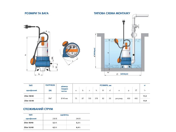 Насос для дренажа Pedrollo ZXm 1A/40 купить в интернет-магазине «НасосВДом» Киев Украина