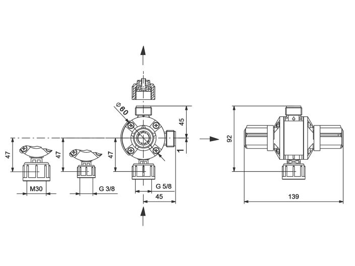 Многофункциональный клапан MFV-G5/8-16 PVC/V U2 Grundfos 95730823 купить в интернет-магазине «НасосВДом» Киев Украина