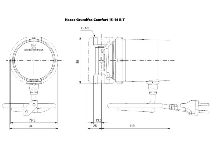 Циркуляційний насос ГВП Grundfos Comfort 15-14 B T (93093854)