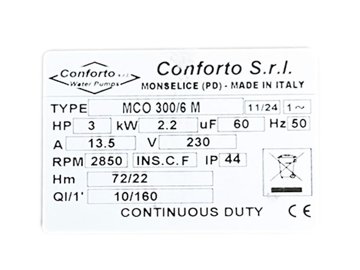 Багатоступінчастий самовсмоктуючий насос Conforto MCO 300/6 M