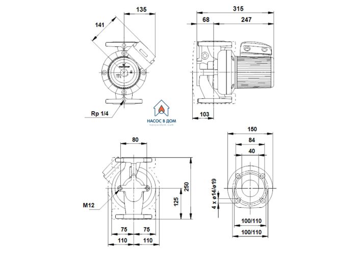 Насос циркуляційний фланцевий Grundfos UPS 40-60/2 F 3x400V 96401917 купити в інтернет-магазині «НасосВДом» Київ Україна