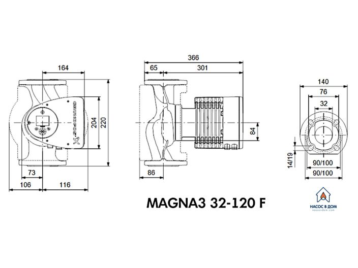 Регульований циркуляційний насос GRUNDFOS MAGNA3 32-120 F 97924259 купити в інтернет-магазині «НасосВДом» Київ Україна